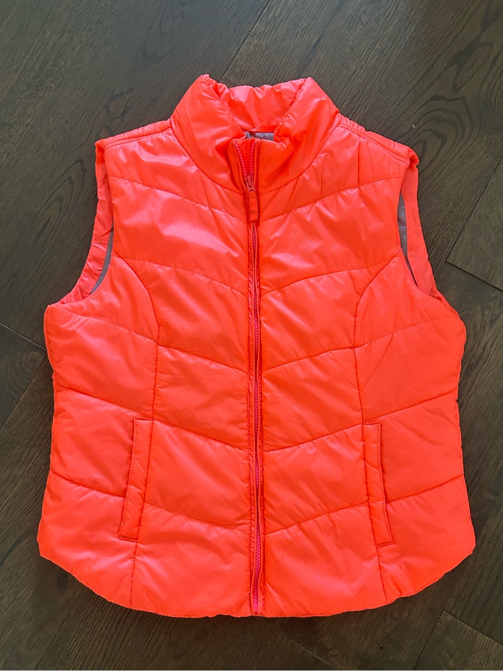 Aeropostale Neon Orange Puffer Vest Women's Sleeveless Puffer Vest XL
